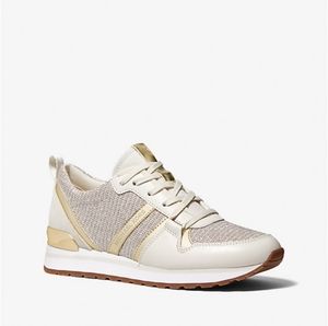 Michael Kors Dash Glitter Chain Mesh and Leather Trainer Sneakers